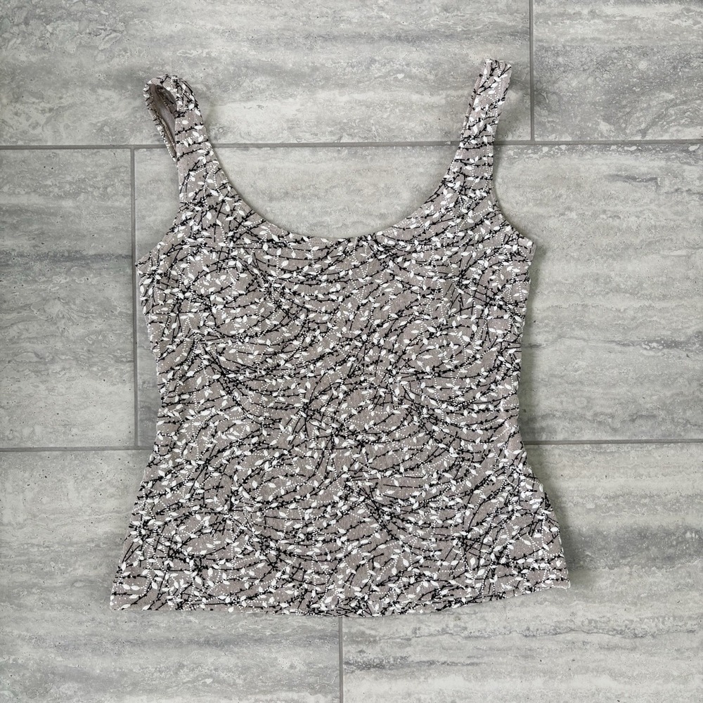 Y2K Vine Sparkle Tank Top Neutral Grunge Minimalist Mob Wife Stretch Cami M